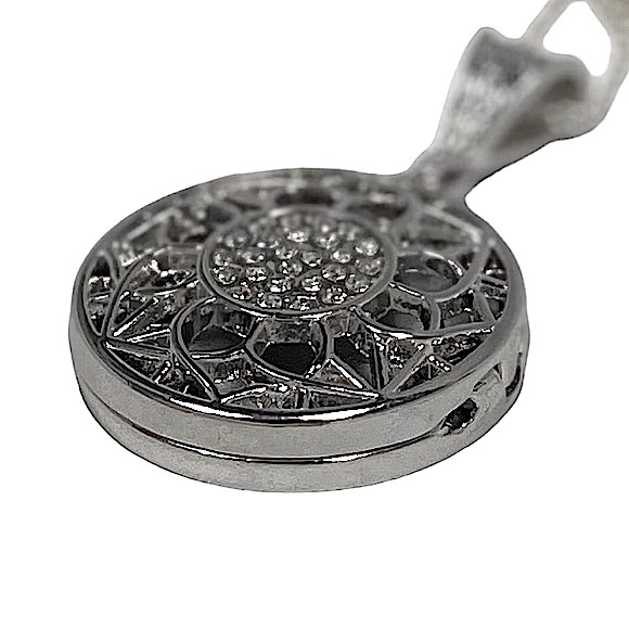 Sunflower essential oil “locket” diffuser necklace & rhinestones on silver chain - Picture 7 of 15